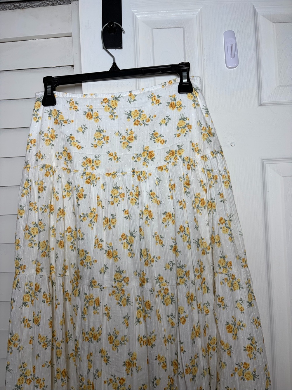 Altar'd State Yellow Floral Tiered Maxi Skirt Cotton Boho Eyelet White S - Picture 11 of 16